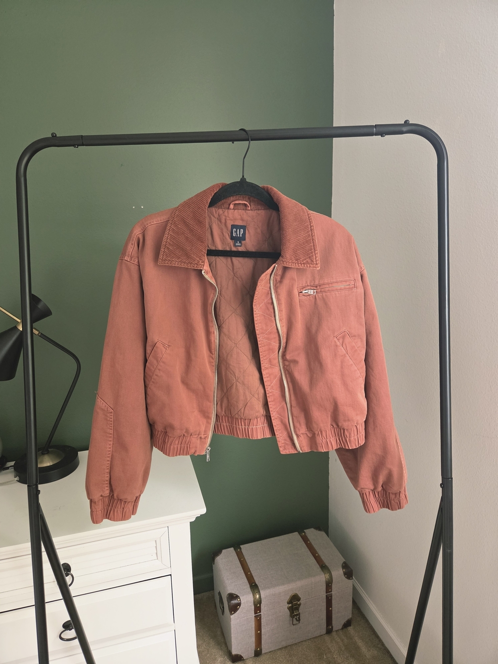 GAP Cropped Bomber Jacket in Terra Cotta